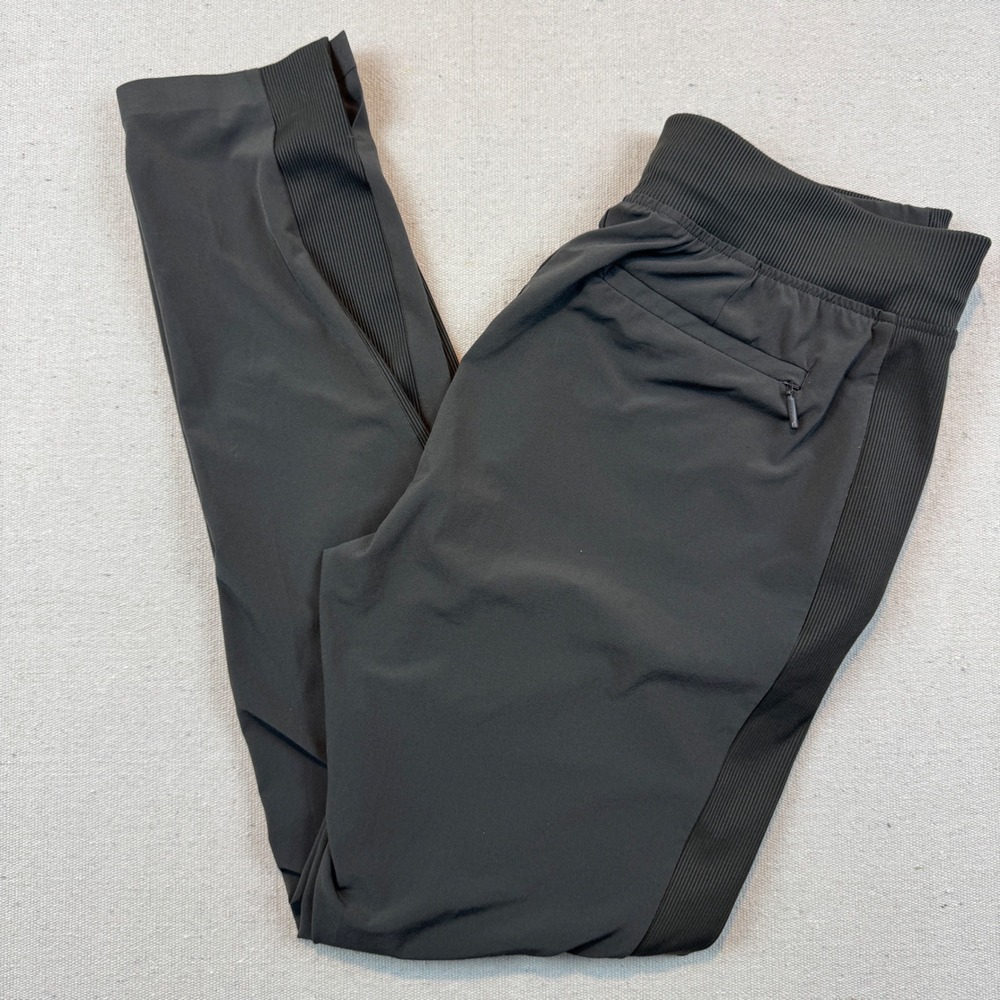 Athleta 4 Brooklyn Ankle Pant Women Dark Gray Ribbed Panel Tapered Trousers